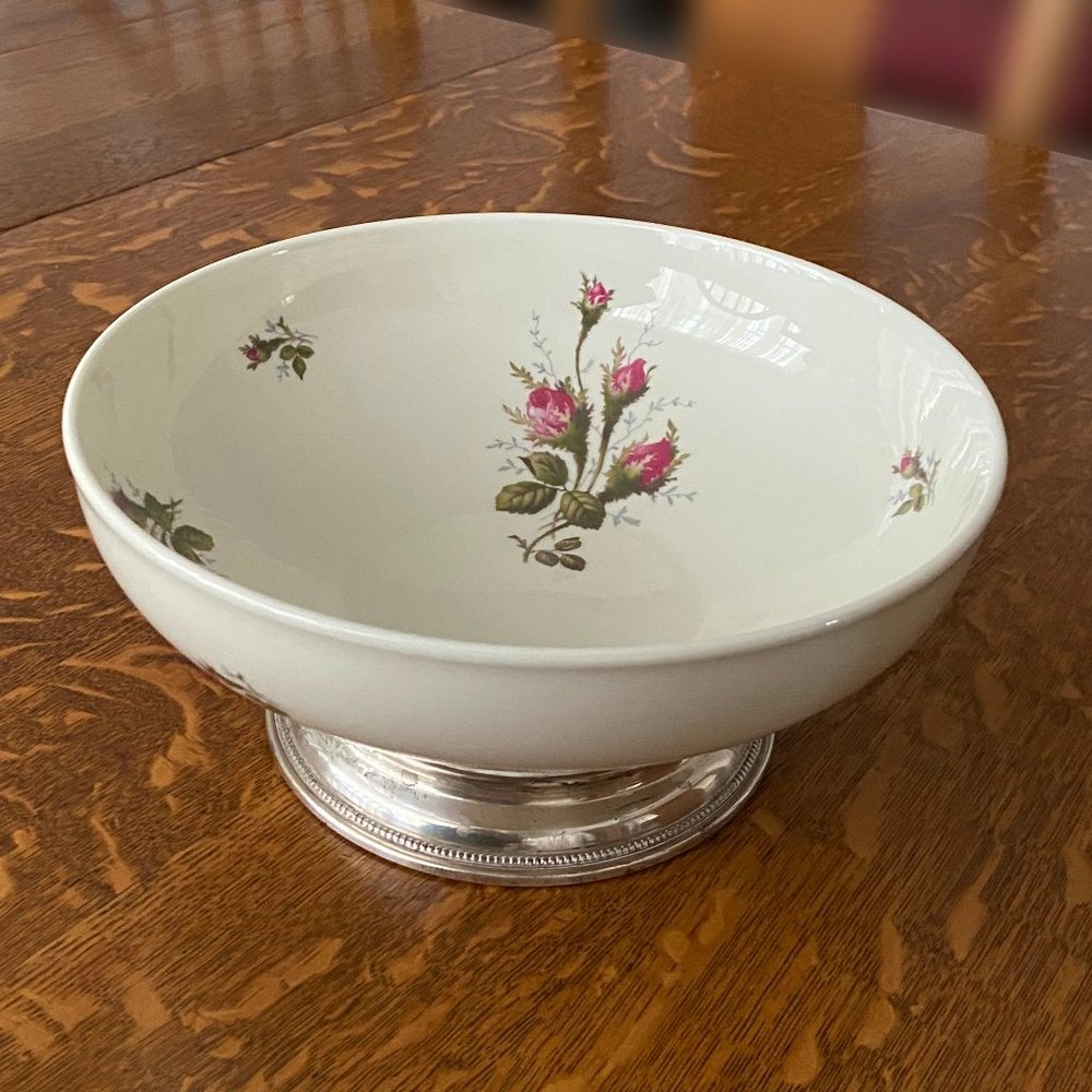 Moss Rose Sterling Silver Porcelain Serving Bowl